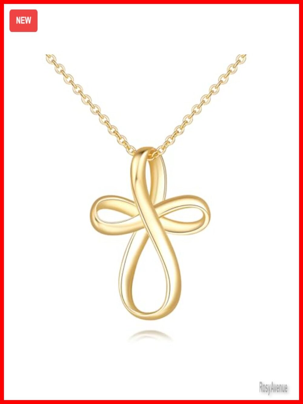 Gold Plated Twisted Cross Pendant Necklace 18 Inch O-Chain